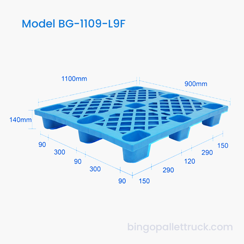 Pallet nhựa HDPE 9 feet nhẹ bền 1100 × 900mm để xử lý vật liệu