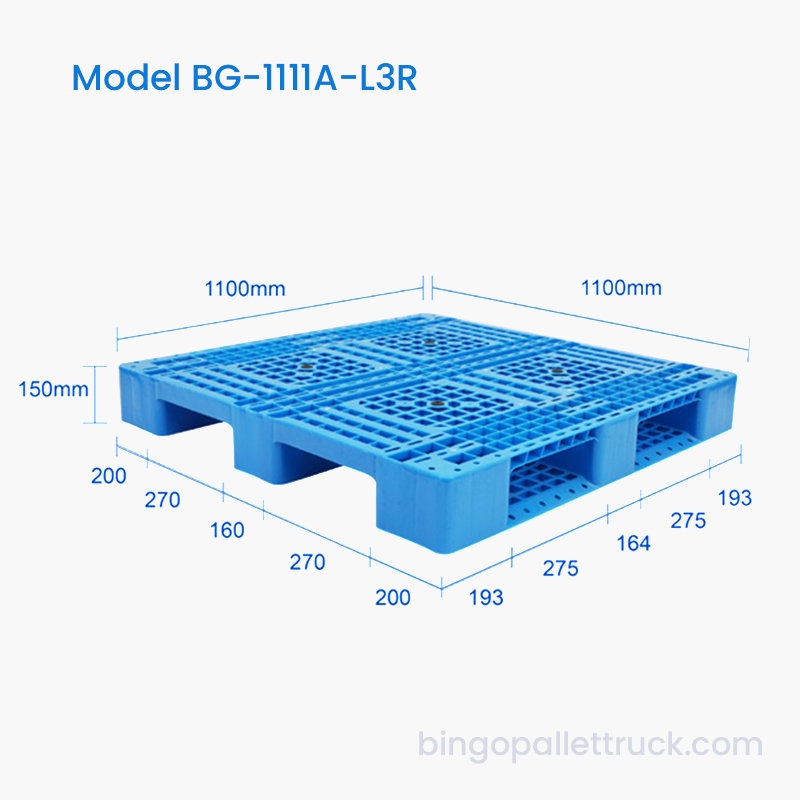Pallet nhựa 3 chiều 1100×1100mm 4 chiều
