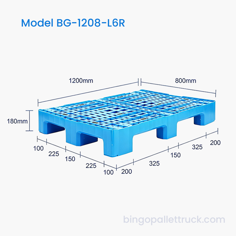 Pallet nhựa sáu hàng gia cố 1200x800mm cho kho