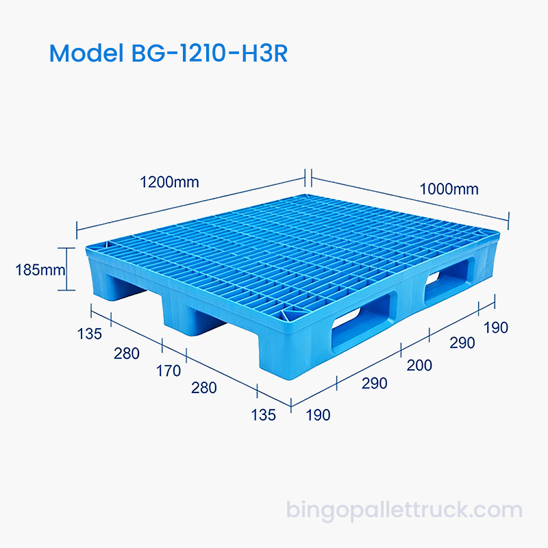 Pallet nhựa 3 chạy hạng nặng 1200x1000mm