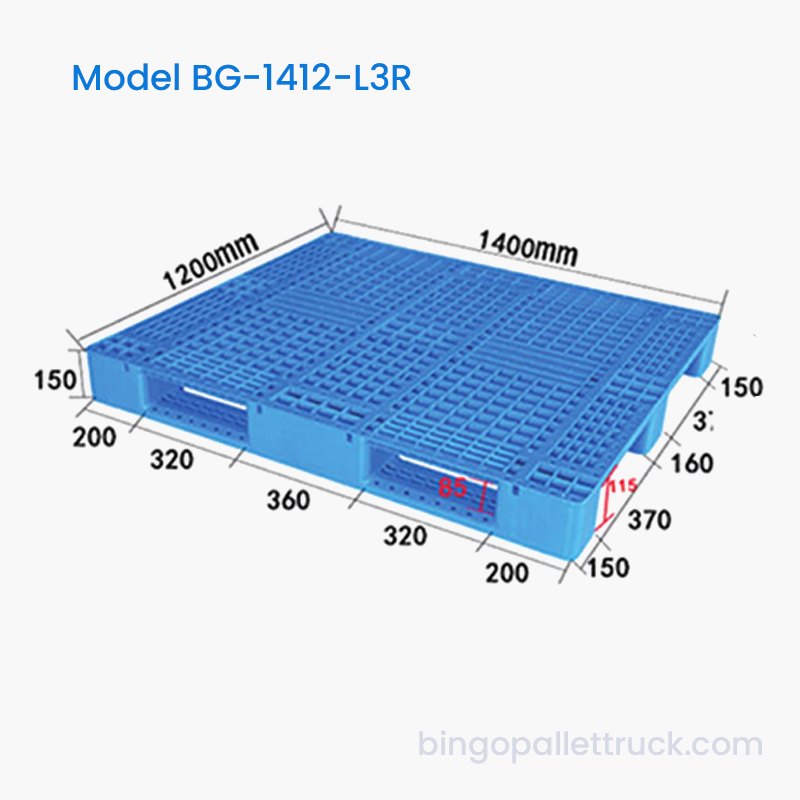 Pallet hạng nhẹ 1400x1200mm với công suất phân phối động 1000kg