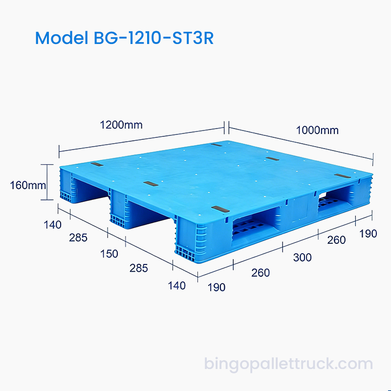 Pallet nhựa 1200 × 1000mm Solid Top 3 Runners để sử dụng cho kho lạnh