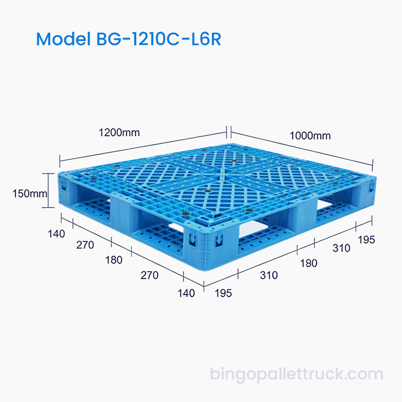 Pallet nhựa Six Runner 1200x1000mm Tương thích với xe nâng