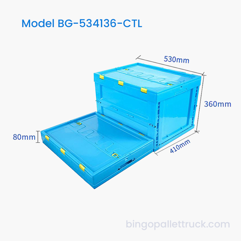 Tote nhựa có thể gập lại 62L có nắp để lưu trữ các bộ phận