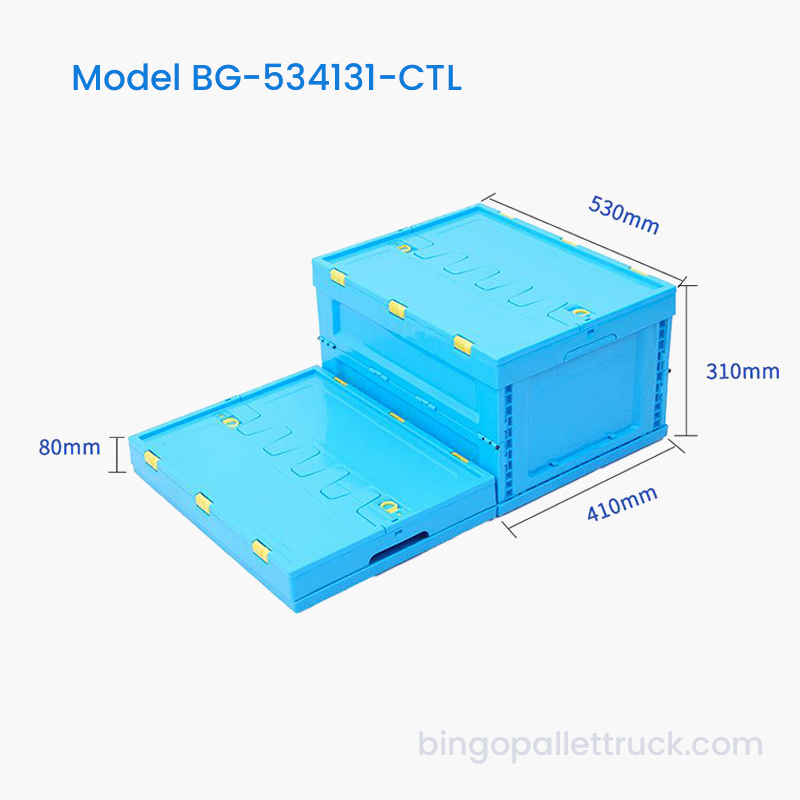 Tote nhựa gấp 53L có nắp cho xưởng sản xuất
