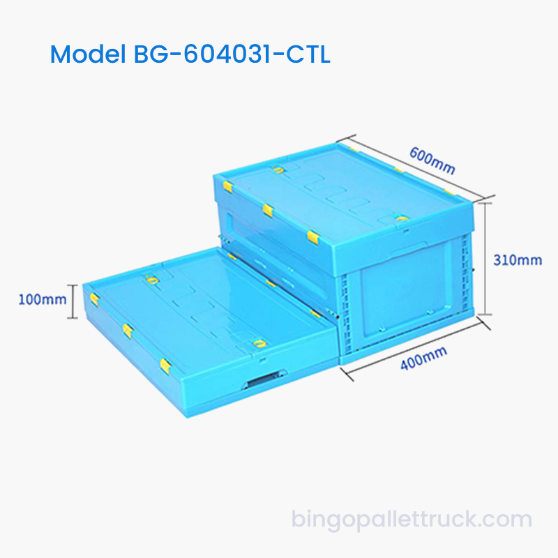 Tote nhựa có thể gập lại 57L có nắp để lưu trữ trong kho