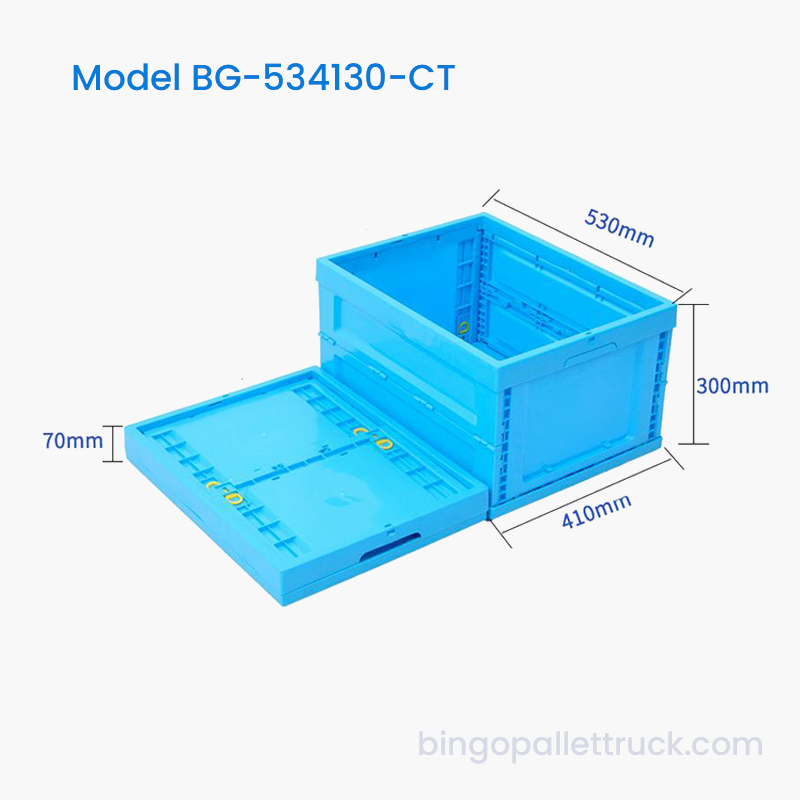Hộp tote nhựa có thể gập lại tiết kiệm không gian 53L cho kho hàng