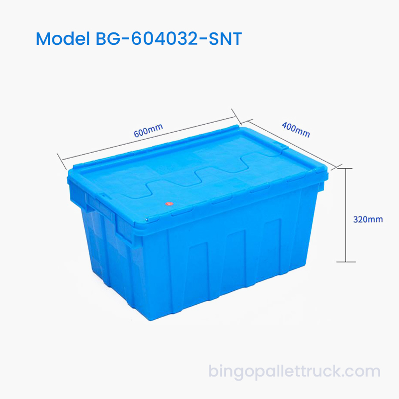 Hộp đựng bằng nhựa xếp và tổ 63L để lưu trữ số lượng lớn trong kho