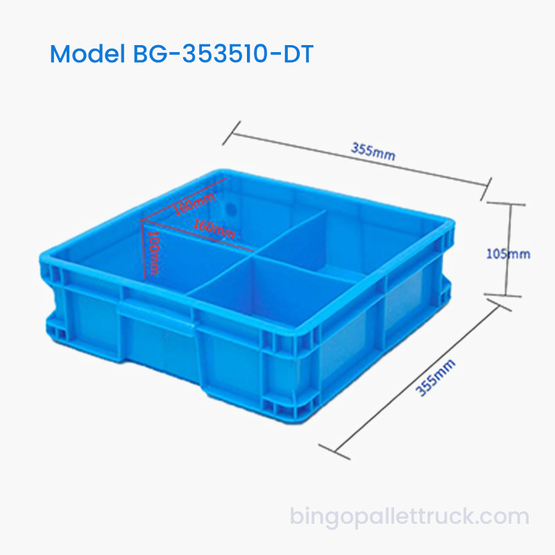 Hộp Tote Nhựa 4 Ngăn Dùng Cho Nhà Máy Linh Kiện Nhỏ