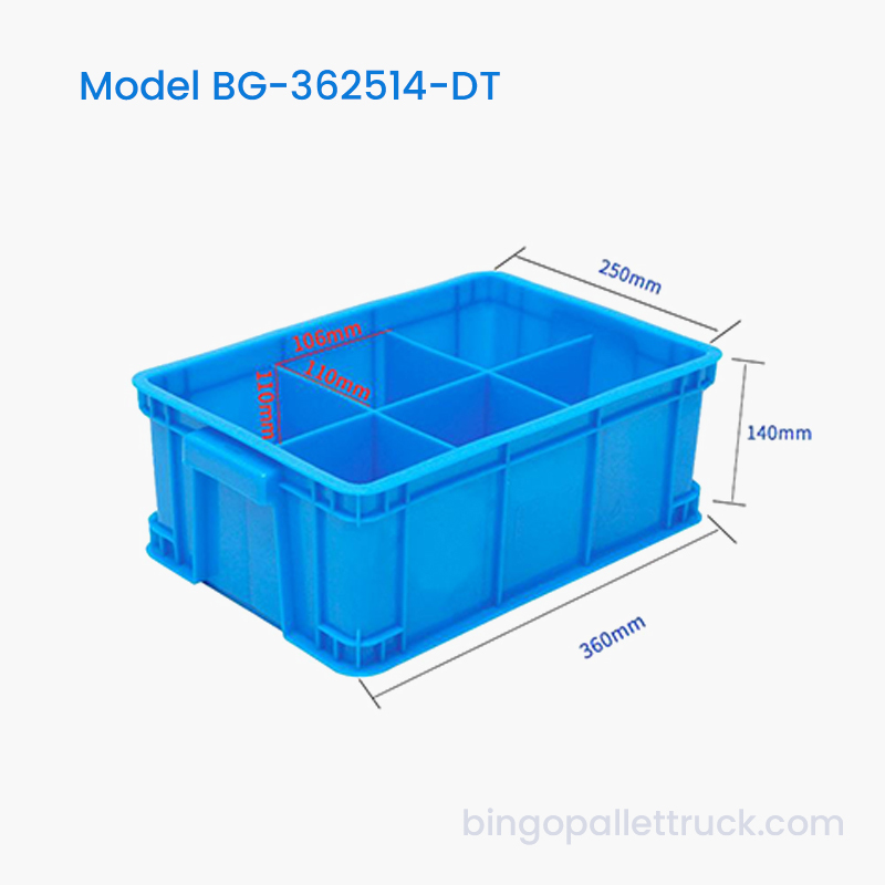 Tote nhựa có thể chia 6 ngăn cho các bộ phận nhà xưởng
