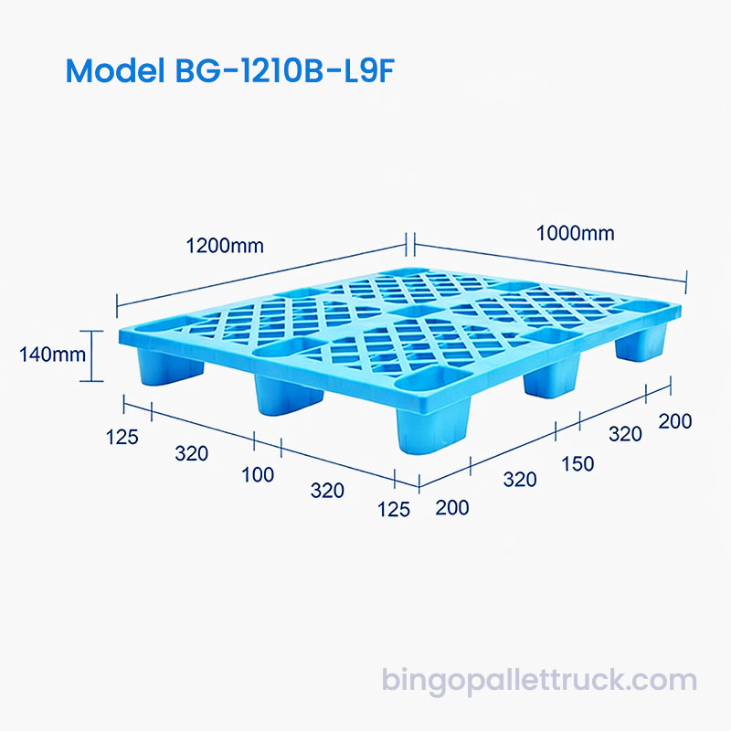 Pallet nhựa nhẹ 9 feet 1200x1000mm để lưu trữ bán lẻ