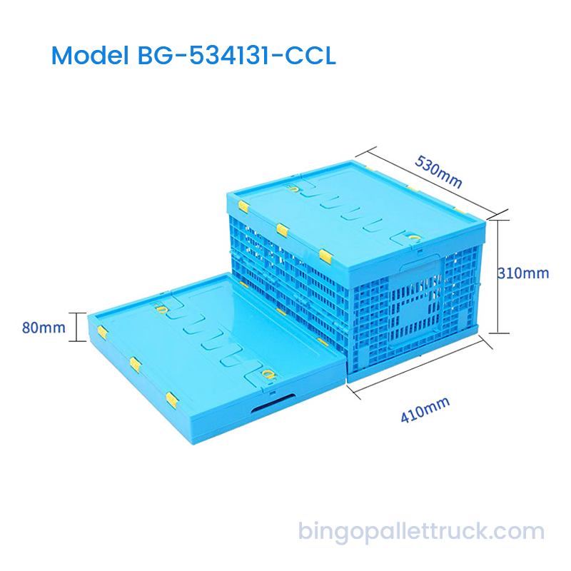 Thùng nhựa gấp 53L có nắp cho nhà xưởng