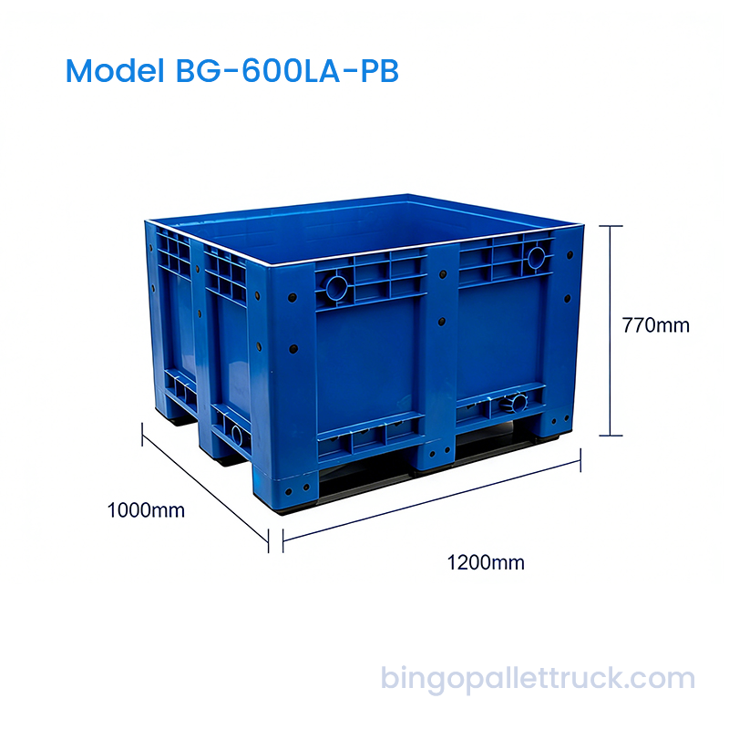 Thùng chứa pallet nhựa đặc nặng 600L để xử lý vật liệu số lượng lớn