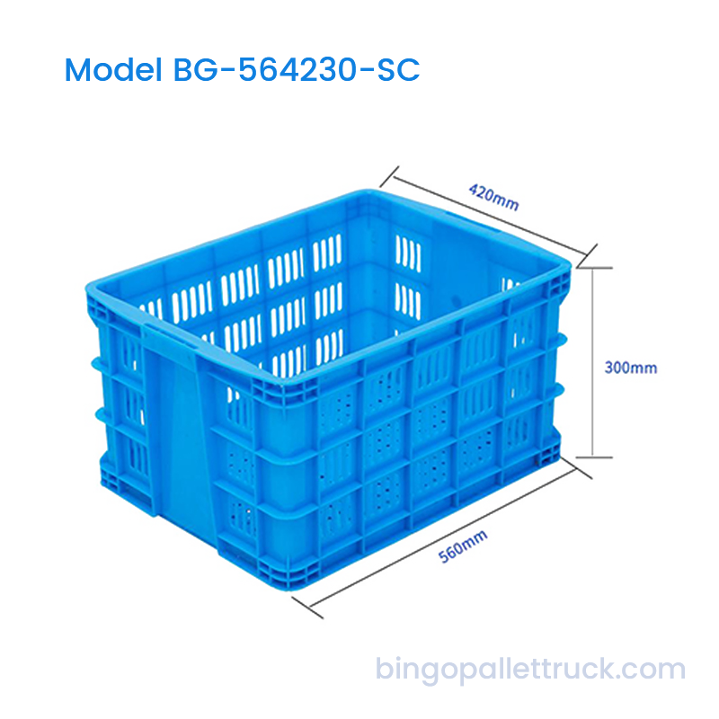 Thùng nhựa có thể xếp chồng lên nhau cực dày 55L cho các linh kiện số lượng lớn của nhà máy