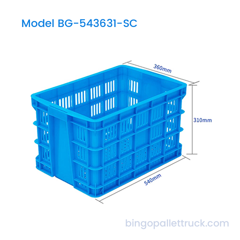 Thùng nhựa 47L có thể xếp chồng lên nhau để trưng bày trái cây trong siêu thị