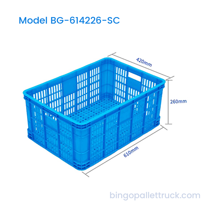 Giỏ nhựa HDPE có thể xếp chồng lên nhau 56L để phân phối sản phẩm ở thị trường bán buôn