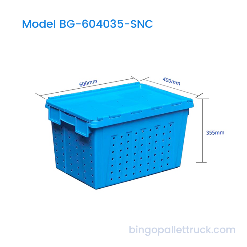 Thùng sản xuất lồng nghiêng có thể xếp chồng lên nhau 67L có nắp tích hợp